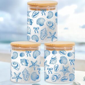 JarThenaAMCS 3Pcs Coastal Beach Glass Storage Jars with...