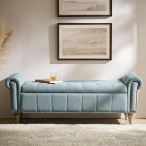 HULALA HOME Farmhouse Upholstered Storage Bench, End of...