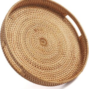 Coffee Table Tray Round Rattan Ottoman Tray Woven...