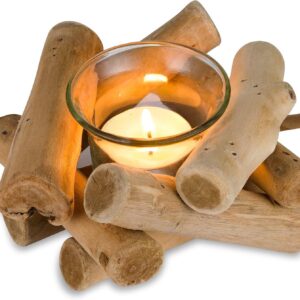 Sziqiqi Handmade Wooden Tea Light Candle Holder with...