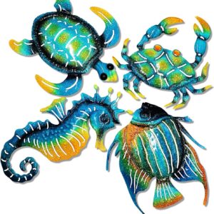 Meduofon Set of 4 Metal Outdoor Wall Art Decor, Blue...