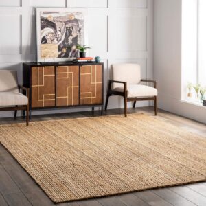 nuLOOM 6x9 Rigo Jute Hand Woven Area Rug, Natural, Solid...