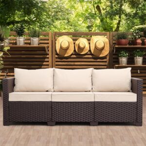Oasishine Patio Furniture 3-seat Sofa Wicker Outdoor...