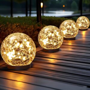 JKIMK Solar Globe Lights Outdoor Waterproof-Solar Balls...