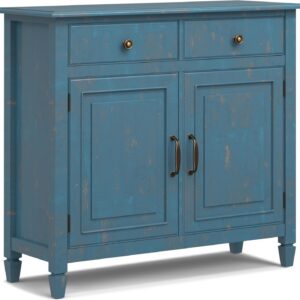 SIMPLIHOME Connaught 40" Wide Solid Wood Storage Cabinet...