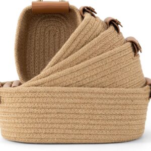 Beautiful Storage Basket Set of 5 - Sturdy Jute Rope...