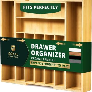 ROYAL CRAFT WOOD Luxury Bamboo Kitchen Drawer Organizer...