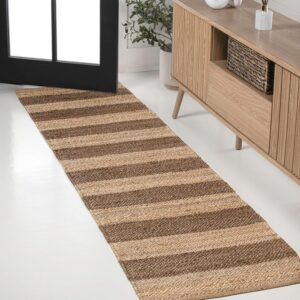 JONATHAN Y Jayden Woven Jute Stripe Natural/Brown Runner...