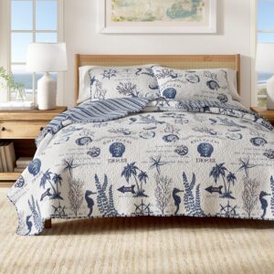 Full / Queen Coastal Quilt Bedding Set, Summer Coastal...