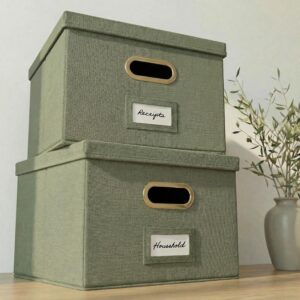 Decorative File Organizer Box Set of 2 - Collapsible...