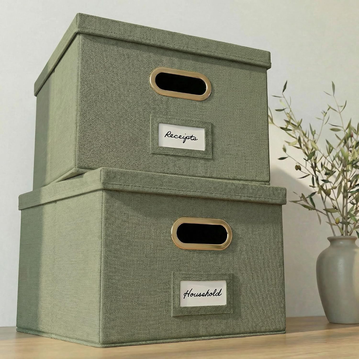 Decorative File Organizer Box Set of 2 - Collapsible... Decorative File Organizer Box Set of 2 - Collapsible...