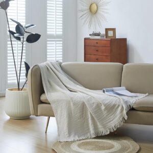 100% Cotton Muslin Throw Blanket for Bed, Couch, Small,...