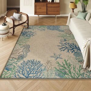 LIVEBOX Modern Easy Jute 5x7 Outdoor Rug, Washable Area...