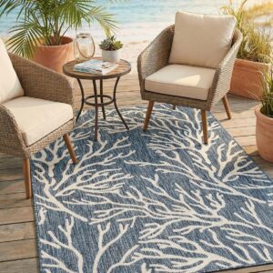 Rugs.com Outdoor Coastal Collection Rug – 4x6 Blue...
