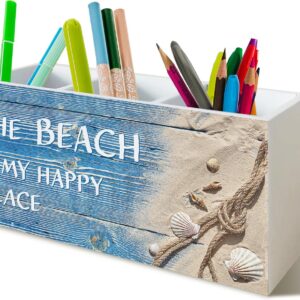 Seashell Coastal Beach Pen Holder for Home Office...
