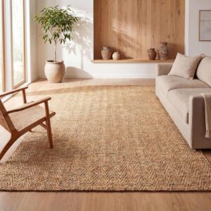 JONATHAN Y Espina Hand Woven Herringbone Chunky Jute...