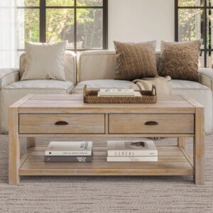Grain Wood Furniture Montauk Coffee Table, Solid Wood...