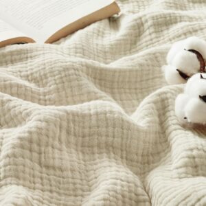 Bedsure 100% Cotton Muslin Blankets for Adults Large...