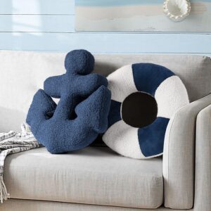 AELS 3D Anchor & Lifebuoy Nautical Throw Pillows, 19.6"&...