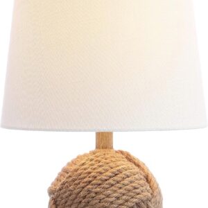 JONATHAN Y 18" Natural Monkey Fist Rope Ball LED Table...