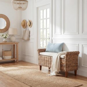 SAFAVIEH Furniture - Palermo Bench - White & Brown -...