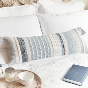 BlissBlush Coastal Blue Decorative Lumbar Pillow Cover...