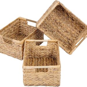 Large Wicker Basket Rectangular with Wooden Handles for...