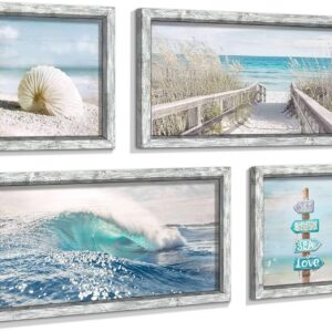 Ocean Wall Art Wooden Framed: Beach Artwork Coastal...