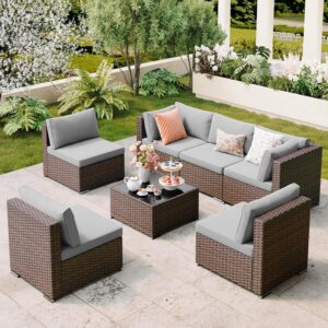 Qsun 7 Pieces Outdoor Patio Furniture Set, PE Rattan...