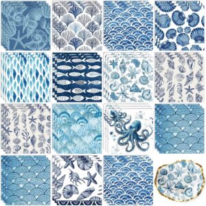 Tenceur 48 Pack 12 Styles Blue Coastal Decoupage Paper...