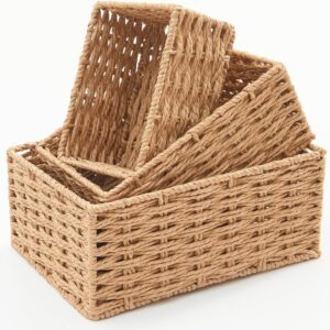 Small Wicker Basket for Organizing, Woven Storage Basket...