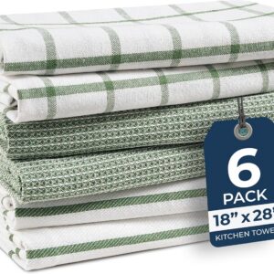 LANE LINEN Cotton Kitchen Towels Set, 6-Pack –...