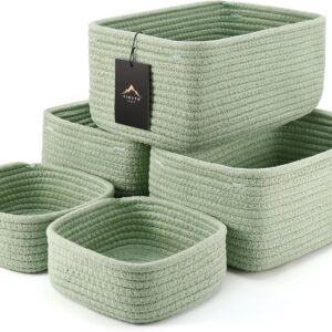 5-Pack Small Woven Rope Storage Baskets – 2 Sizes...