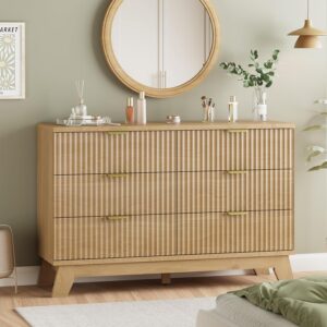 Fluted Dresser for Bedroom with 6 Drawers, 48" Wide...