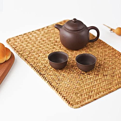 6 Pack Rectangular Woven Placemats, Rattan Wicker Table... 6 Pack Rectangular Woven Placemats, Rattan Wicker Table...