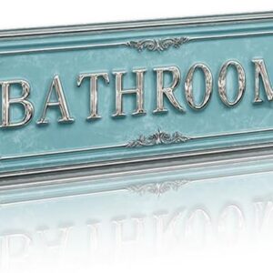 Decorative Tin Sign 2D flat BATHROOM with Turquoise...