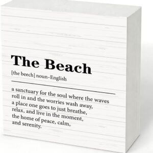 Beach Definition Sign, Beach House Wood Box Decor,...