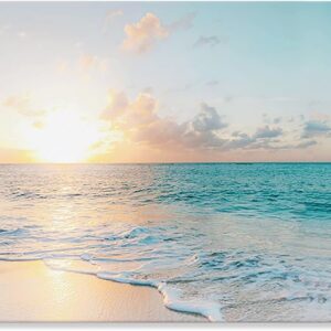 Goldfoilart Ocean Beach Sunset Canvas Wall Art for...