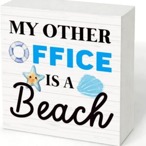 My Other Office Is A Beach Wood Box Sign for Office Desk...