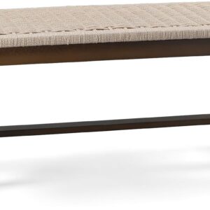 VINGLI Boho Wicker Bench Wood Frame Rattan Seat Indoor...