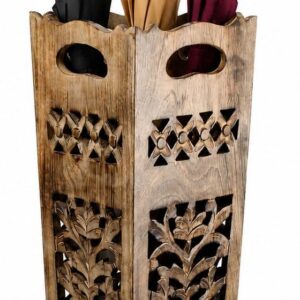 Antique Wooden Umbrella Stand & Walking Cane Holder for...