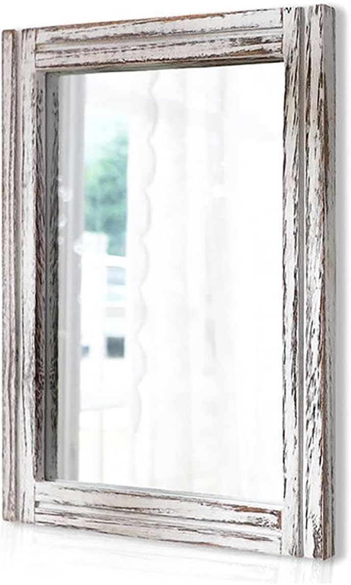 AAZZKANG Wall Mirror Rustic Wood Framed Rectangle... AAZZKANG Wall Mirror Rustic Wood Framed Rectangle...