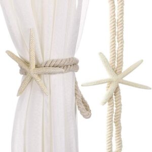 2 Pcs Natural Starfish Curtain Tiebacks, Handmade Woven...