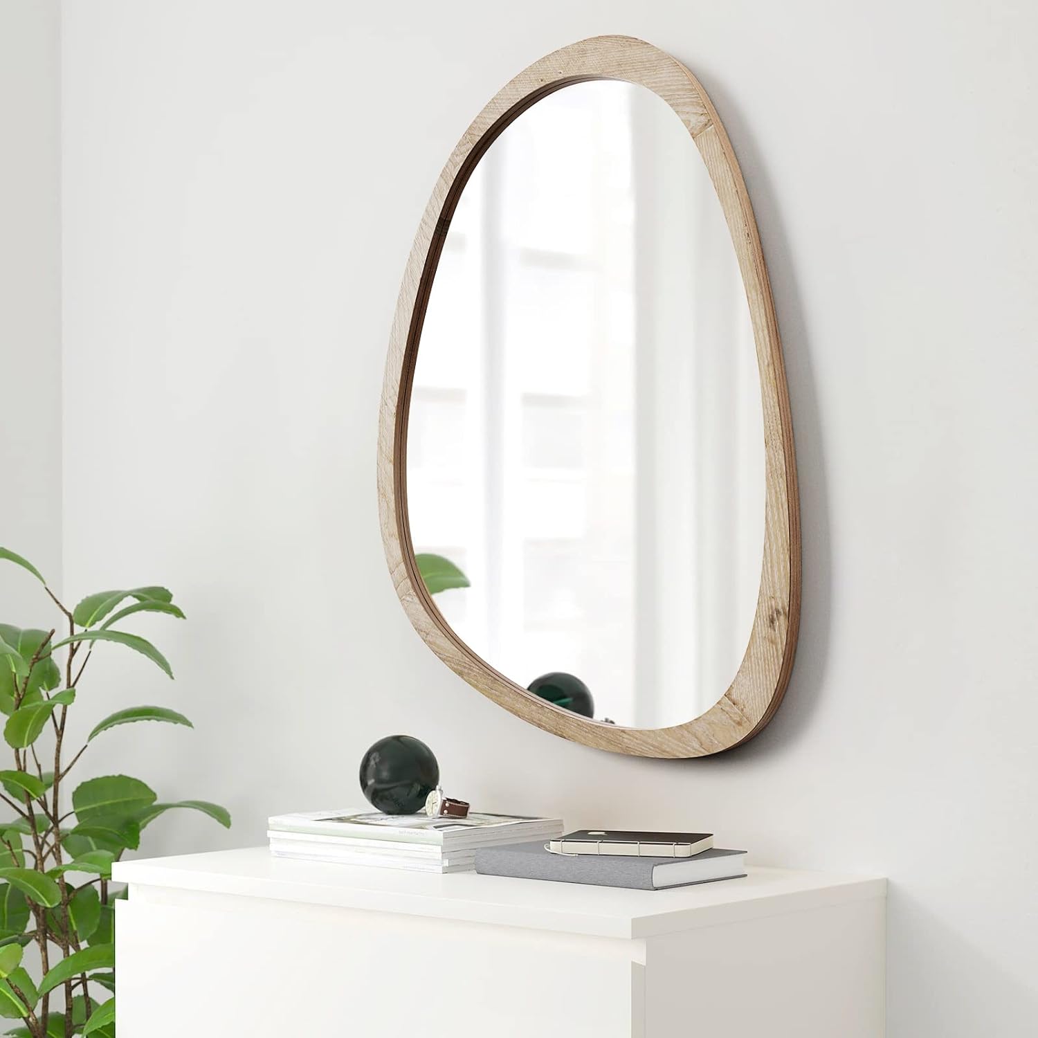 Wood Asymmetrical Mirror for Decor,20X30" Irregular... Wood Asymmetrical Mirror for Decor,20X30" Irregular...