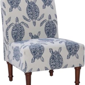 Linon Hawksbill Upholstered Turtle Print Armless Accent...