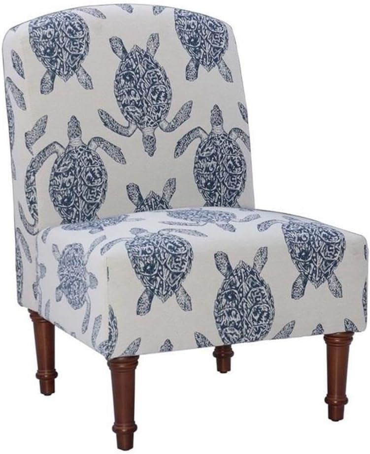 Linon Hawksbill Upholstered Turtle Print Armless Accent... Linon Hawksbill Upholstered Turtle Print Armless Accent...