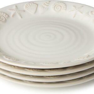 Coastline Cream Stoneware DINNER PLATES SETof 4,...
