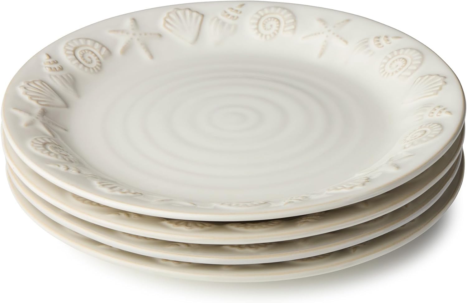 Coastline Cream Stoneware DINNER PLATES SETof 4,... Coastline Cream Stoneware DINNER PLATES SETof 4,...
