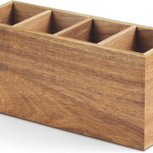 Bivvclaz Pencil Pen Holder for Desk, Acacia Wood Office...