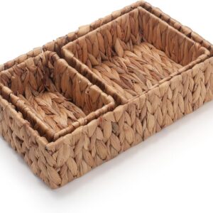 Water Hyacinth Rectangular Storage Basket for Organizing...